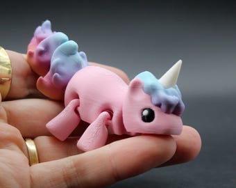 Mini Pastel Unicorn Figurine – Articulated 3D Printed Rainbow Unicorn, Kawaii Gift