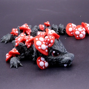3D Printed Mushroom Dragon – Whimsical Articulated Fidget Toy with Forest Fantasy Vibes, Perfect for Gifts or Collectors