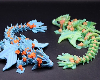 Ocean Dragon Figurine with Seashell Details – 3D Printed Nautical Fantasy Decor