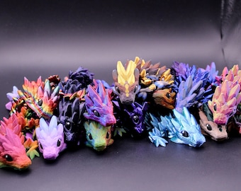 3D Printed Gemstone Baby Dragon Figurine | Crystal Fantasy Party Favor or Birthday Gift
