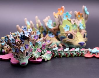 3D Printed Cherry Blossom Dragon – Floral Fantasy Decor with Nature-Inspired Details