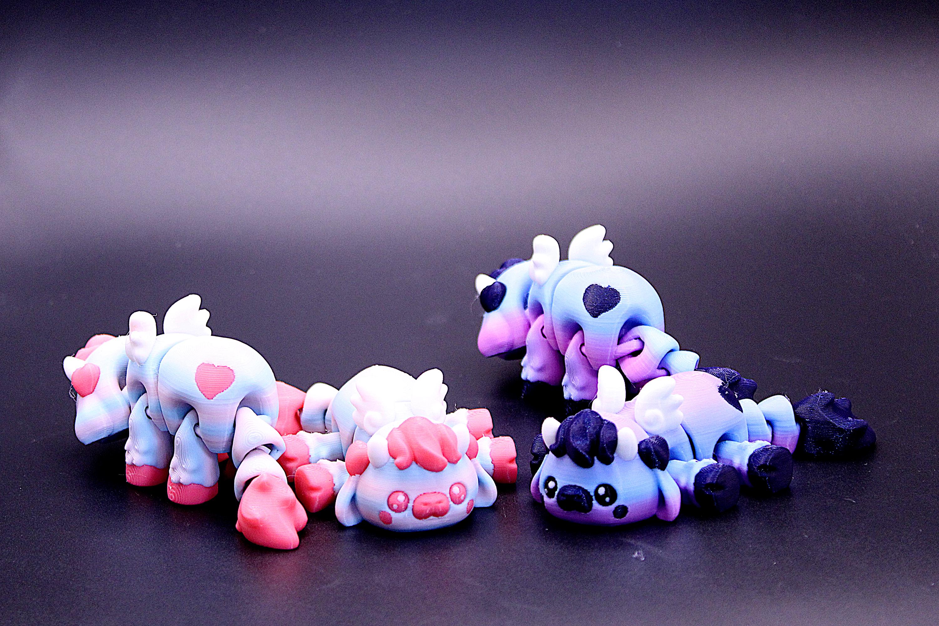 Adorable 3D Printed Cupid Cows with Heart Markings - Perfect Gifts for Valentine's Day and Collectors
