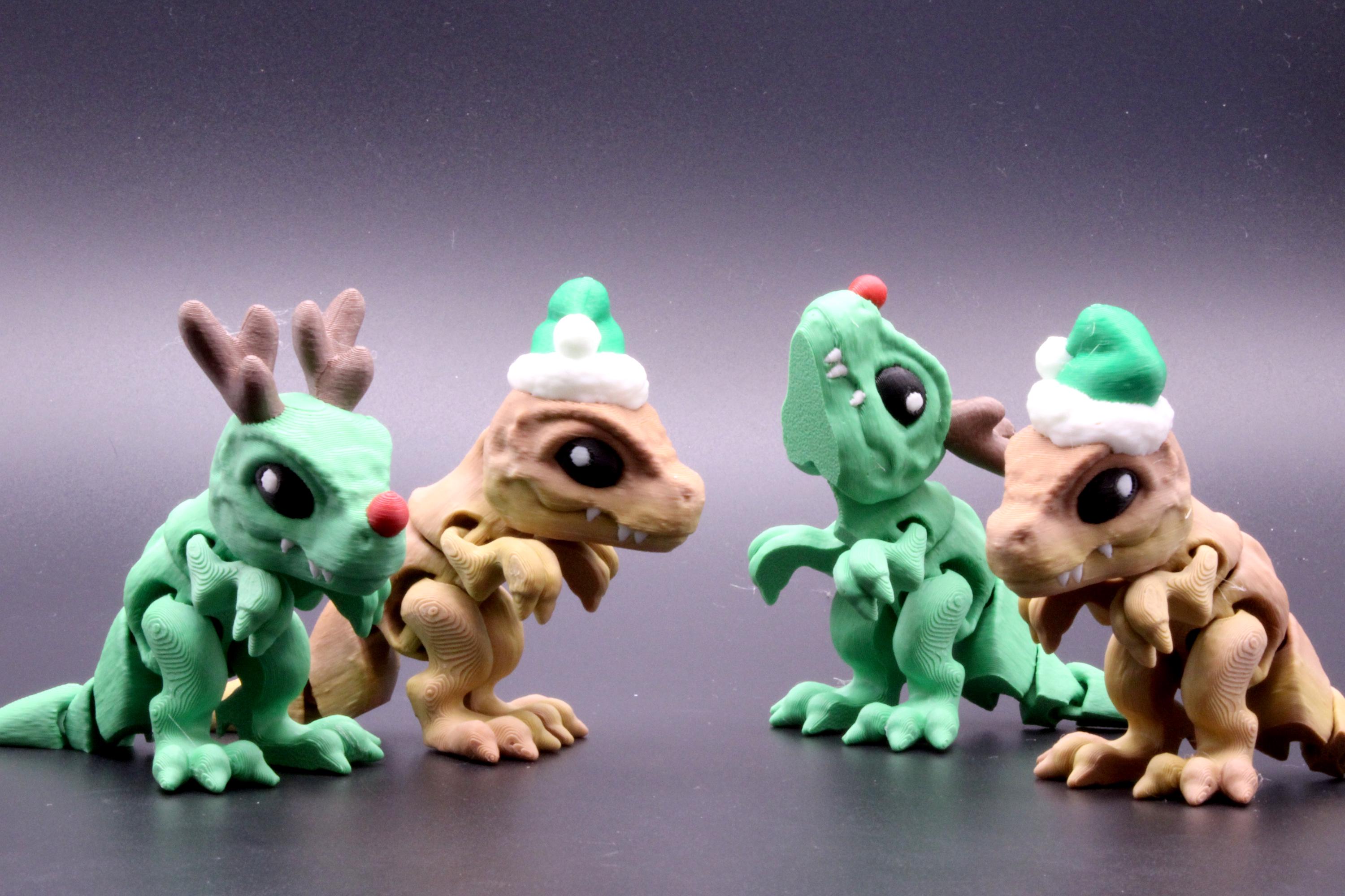 Holiday T-Rex Articulated Christmas Dinosaur, Santa Hat and Rudolph variants!