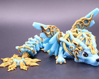 Solar Dragon Figurine | Articulated Fantasy Dragon | Mythical Collectible Creature | 3D Printed Dragon Gift