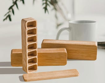 Oak Wood 7-Day Pill Box: Magnetic Lid, Weekly Organizer