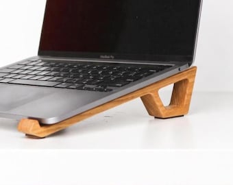 Wooden Laptop Riser, Solid Oak Wood Stand