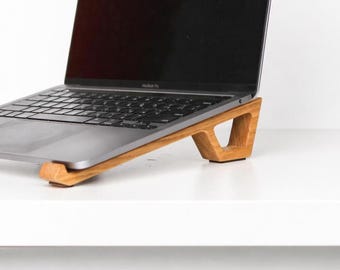 Wooden Laptop Stand, Laptop Riser Accessories, Solid Oak Wood