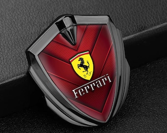 Domed Epoxy Ferrari Logo Metal Shield Fender Emblem Self-Adhesive Sticker Rear Window Car Badge
