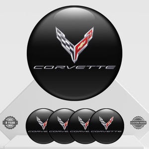 4 pcs Corvette emblem sticker - self-adhesive sticker for wheels & wheel center hubs.