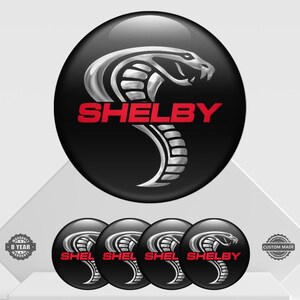 4 pegatinas con el emblema de Shelby: pegatinas abovedadas con resina epoxi para ruedas y cubos centrales.