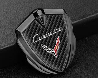 Corvette Metal Frame Fender Emblem | Domed Car Decals & Epoxy Self-Adhesive Shield Stickers