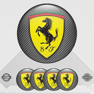 4 pcs Ferrari emblem sticker - domed sticker with resin only for wheels & center hubs