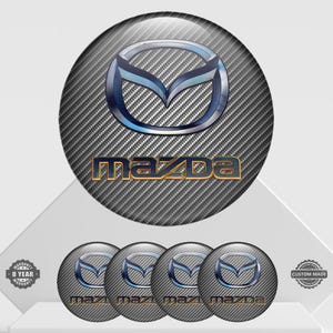 4 pcs Mazda decals, self-adhesive emblem sticker - 3D domed sticker for wheels & hubs top