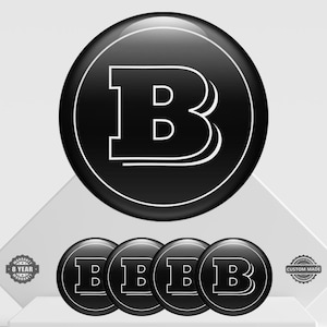 4 pegatinas con el emblema de Brabus: pegatinas abovedadas con resina para ruedas y bujes centrales.