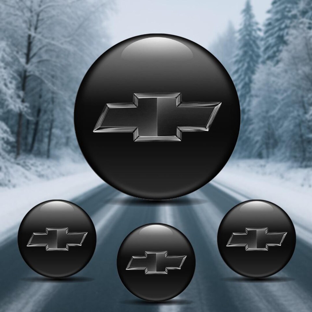 4x Chevrolet Center Wheel Cap Emblem Decals – Self-Adhesive Epoxy Logo Stickers