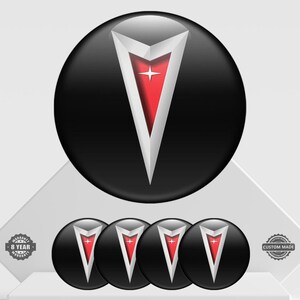 4 pegatinas con el emblema de Pontiac: pegatinas abovedadas con resina epoxi para ruedas y cubos centrales.