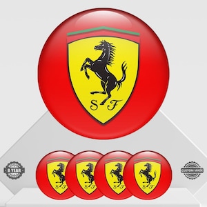 4 pcs Ferrari emblem sticker - domed sticker with resin only for wheels & center hubs