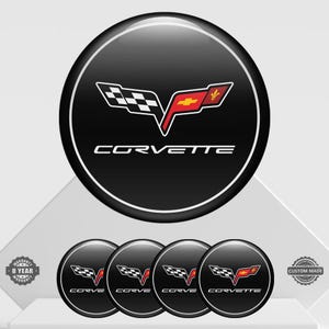 4 pcs Corvette emblem sticker - self-adhesive sticker for wheels & wheel center hubs.