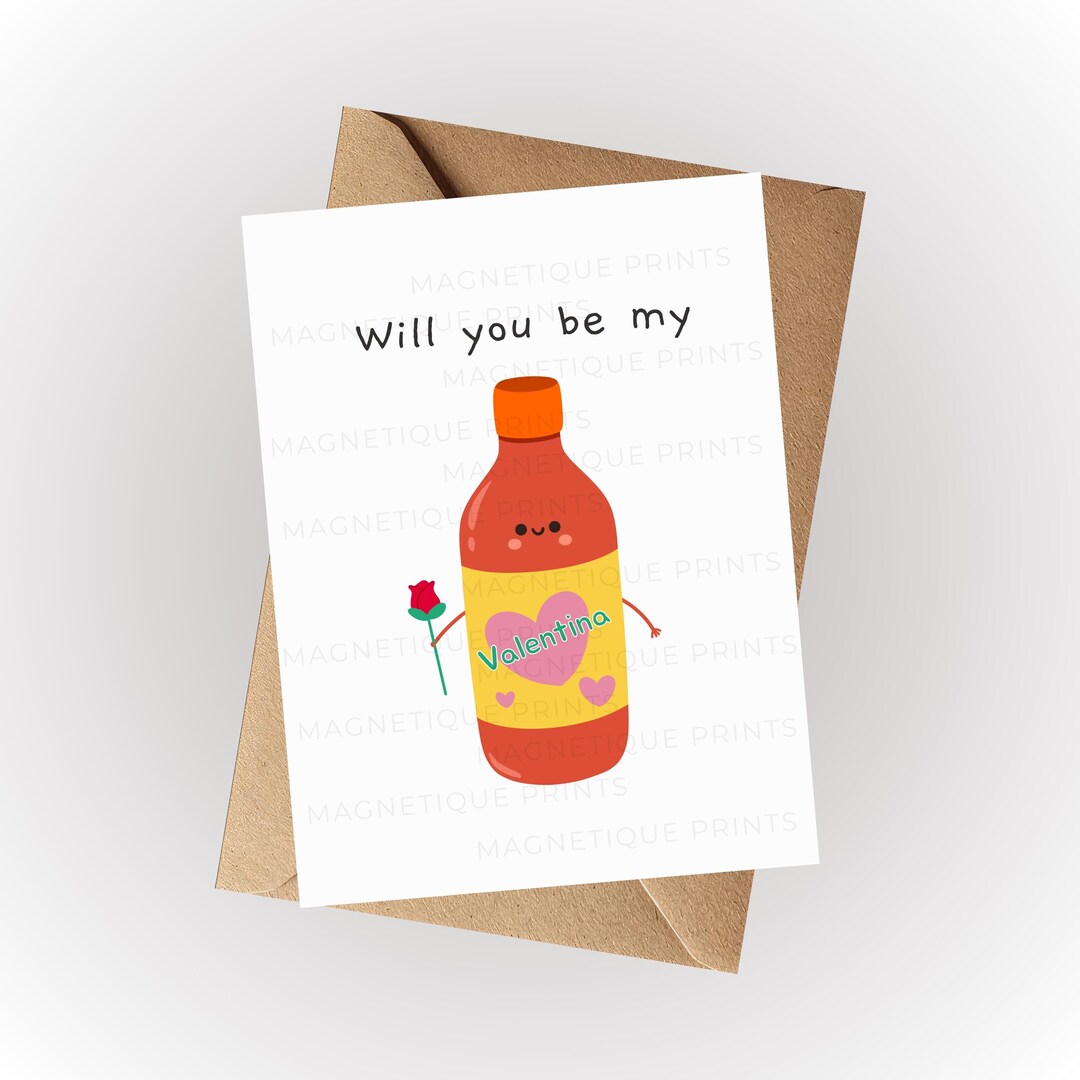 Will You Be My Valentina? | Valentines Day Card | Cute Love Hot Sauce ...