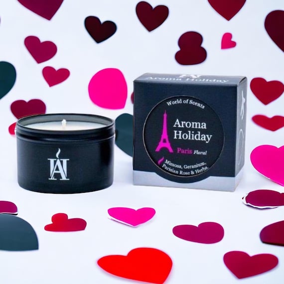 Parisian Romance Scented Soy Candle: French Rose, Mimosa, Herbs