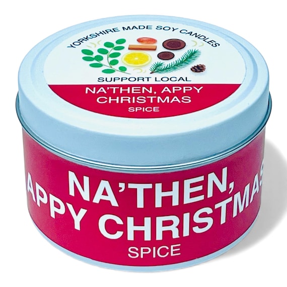 Christmas Scented Soy Candle: Eucalyptus, Lemon & Amber - Yorkshire Gift