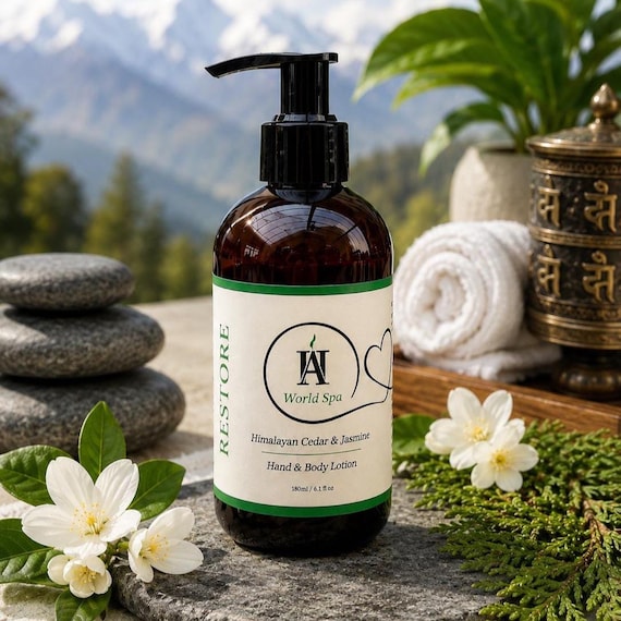 World SPA Himalayan Cedar Jasmine Lotion – Vegan Moisturising Floral Woody Luxury Hand Body Skincare