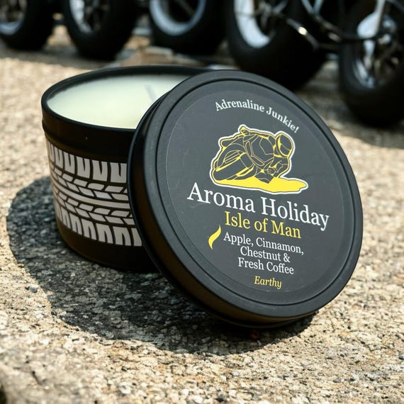 IOM TT Motorsport Coffee Scented Soy Candle: Adrenaline Junkie Gift