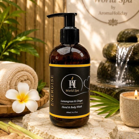 World SPA Lemongrass Ginger Hand Wash – Vegan Asian Citrus Liquid Soap, Refreshing Cleansing Luxury