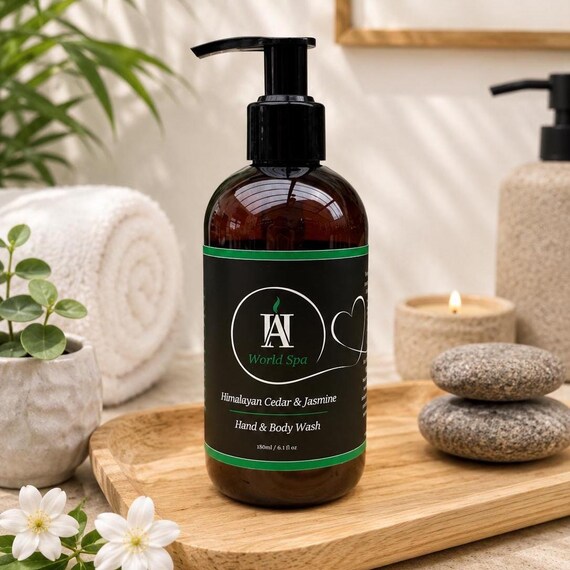 World SPA Himalayan Cedar Jasmine Hand Wash – Vegan Woody Luxury Liquid Soap Cleanser Gift