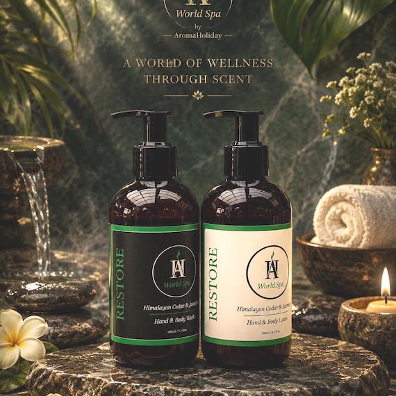 World SPA Himalayan Cedar & Jasmine Hand Care Duo: Vegan Hand Wash / Lotion Set