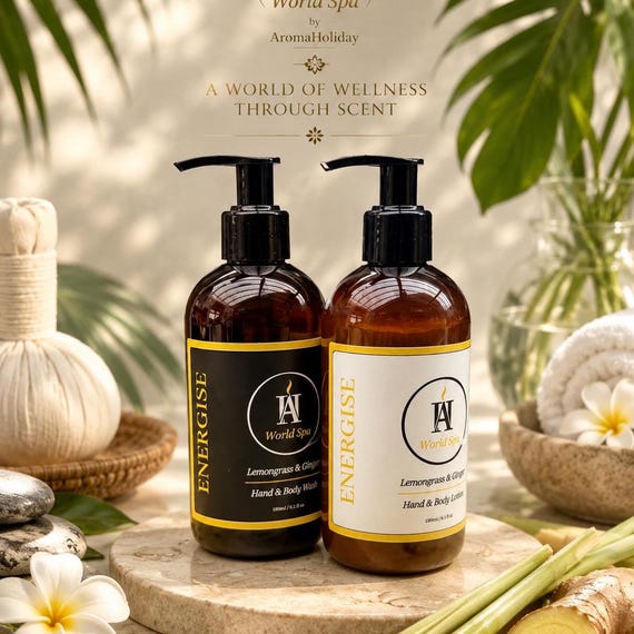 Lemongrass Ginger Hand Care Duo: Vegan Hand Wash & Lotion Gift Set