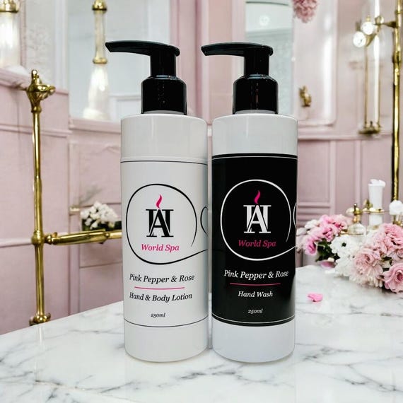 PARIS Pink Pepper and Rose Hand Care Duo — Hand Wash and Lotion Gift Set — Vegan moisturiser — gift for her - gift for him - Floral-inspired