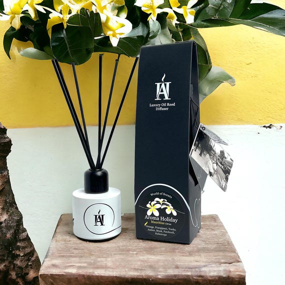 MAURITIUS, Floral Reed Diffuser: Luxury Home Scent, Long Lasting, tropical getaway.