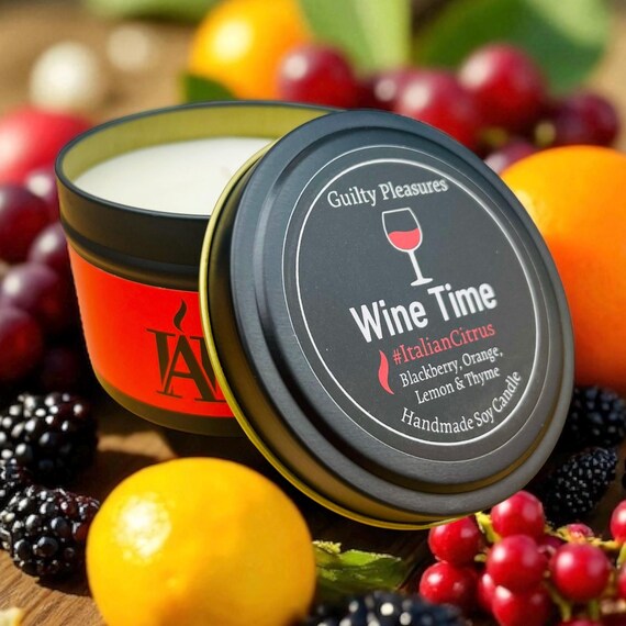 Wine Time Scented Soy Candle: Citrus & Fruity Home Fragrance