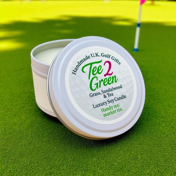 Tee-2-Green Golf Candle – Grass, Sandalwood & Tea Scent, Reusable Tin