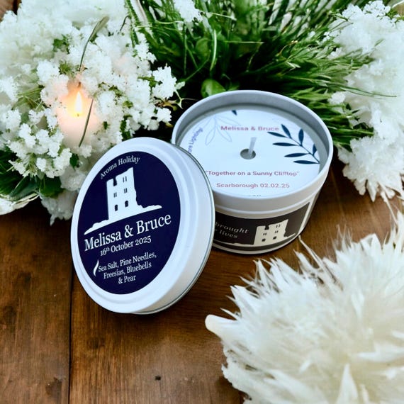 Personalized Scented Soy Wax Tin Candles: Handmade Wedding Favors U.K. Sold in Qty 24