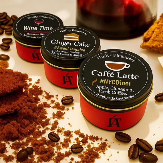 Christmas Candle Gift Set: Handmade Soy Wax, Caffe Latte, Wine Time, Ginger Cake