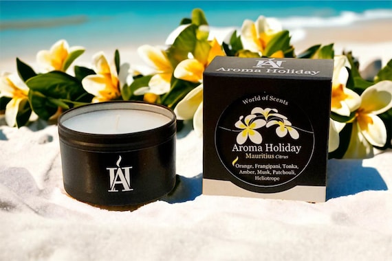 Mauritius Scented Soy Candle: Tropical Citrus, Frangipani & Coconut