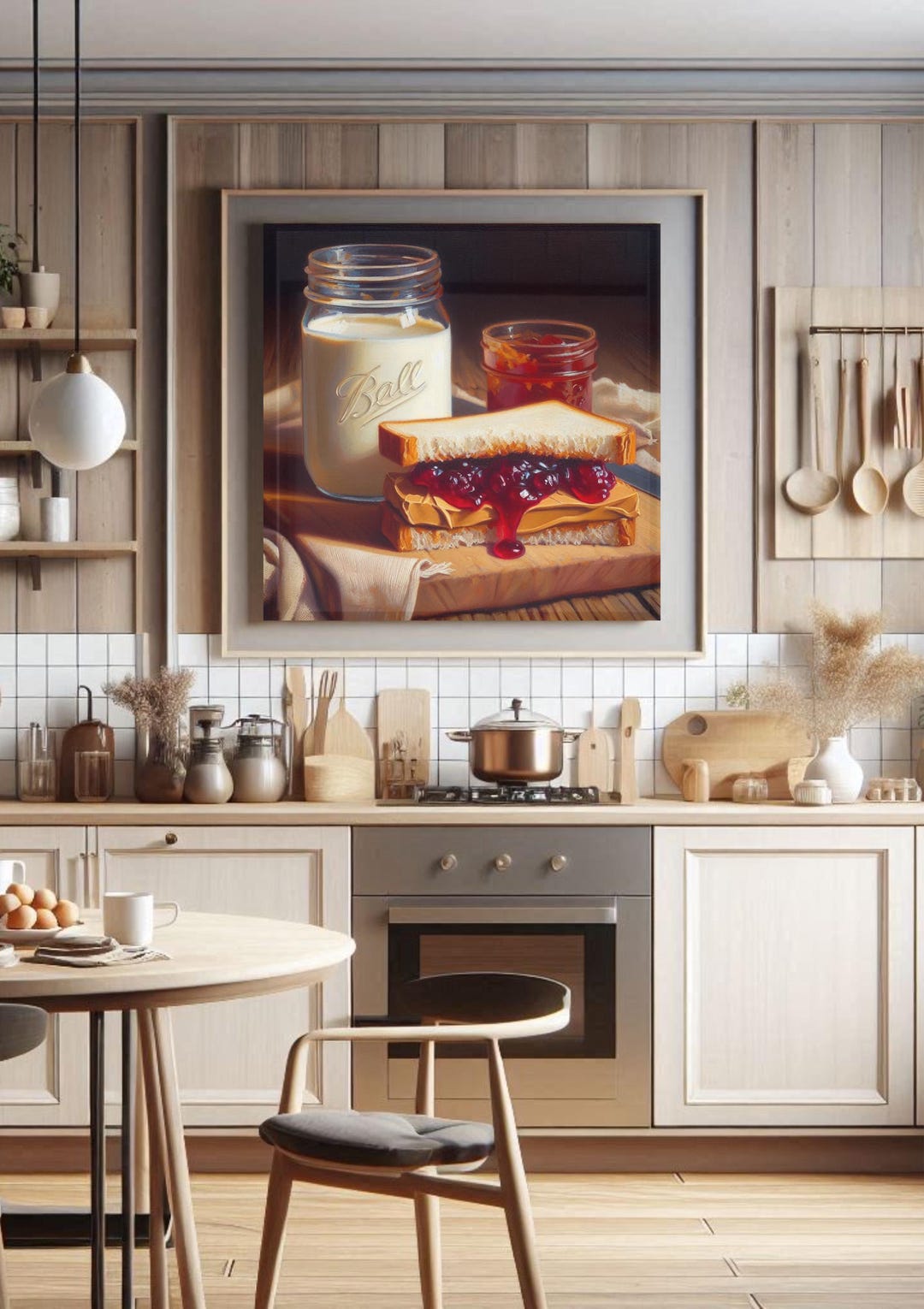 Food Art of Peanut Butter and Jelly Oil Painting, Framed Wall Art ...