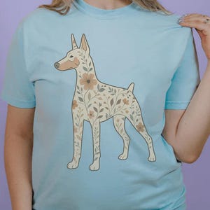 Floral Doberman Shirt, Cottagecore Doberman Tee, Gift for Dog Mom Dad, Puppy Owners, Boho Dog Lover Gift for Her Women & Men, Doberman Shirt