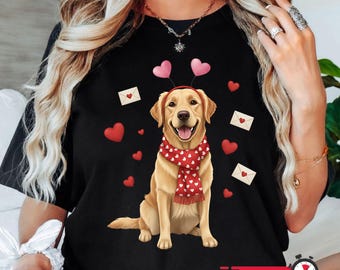 Camiseta Golden Retriever de San Valentín - Regalos para amantes de los perros dorados - Camiseta dorada de San Valentín para mujer - Camiseta para mamás de perros de San Valentín