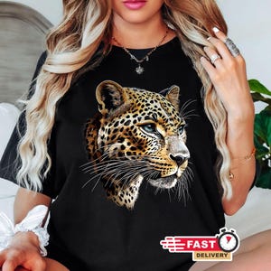 Leopard Panther Shirt - Big Cat Wildlife Graphic Tee - Majestic Leopard Animal Art Shirt - Nature Lover Gift - Safari Wildlife Top