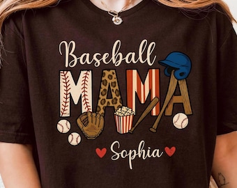 Gepersonaliseerde honkbalshirt moeder, gepersonaliseerd honkbalshirt aangepaste naam, verjaardagsshirt mama, Moederdagcadeau, honkbalcadeau voor moeder
