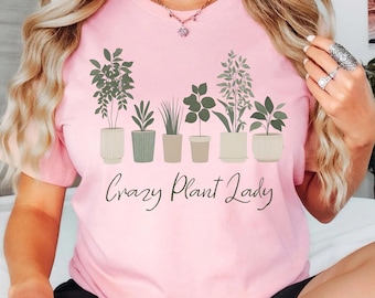 Camiseta de mujer loca por las plantas, camiseta de mujer que ama las plantas, lindo regalo para amantes de las plantas para mujeres y orgullosas mamás de plantas, camiseta de jardinería, camiseta de madres que aman las plantas