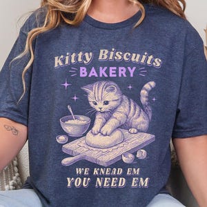 Cat Biscuit Shirt, Cute Kitty Biscuits Bakery Retro Style Graphic Tee, Funny Cat Baking Gifts for Her, Cat Lover Baker Tshirt, Kitten TShirt