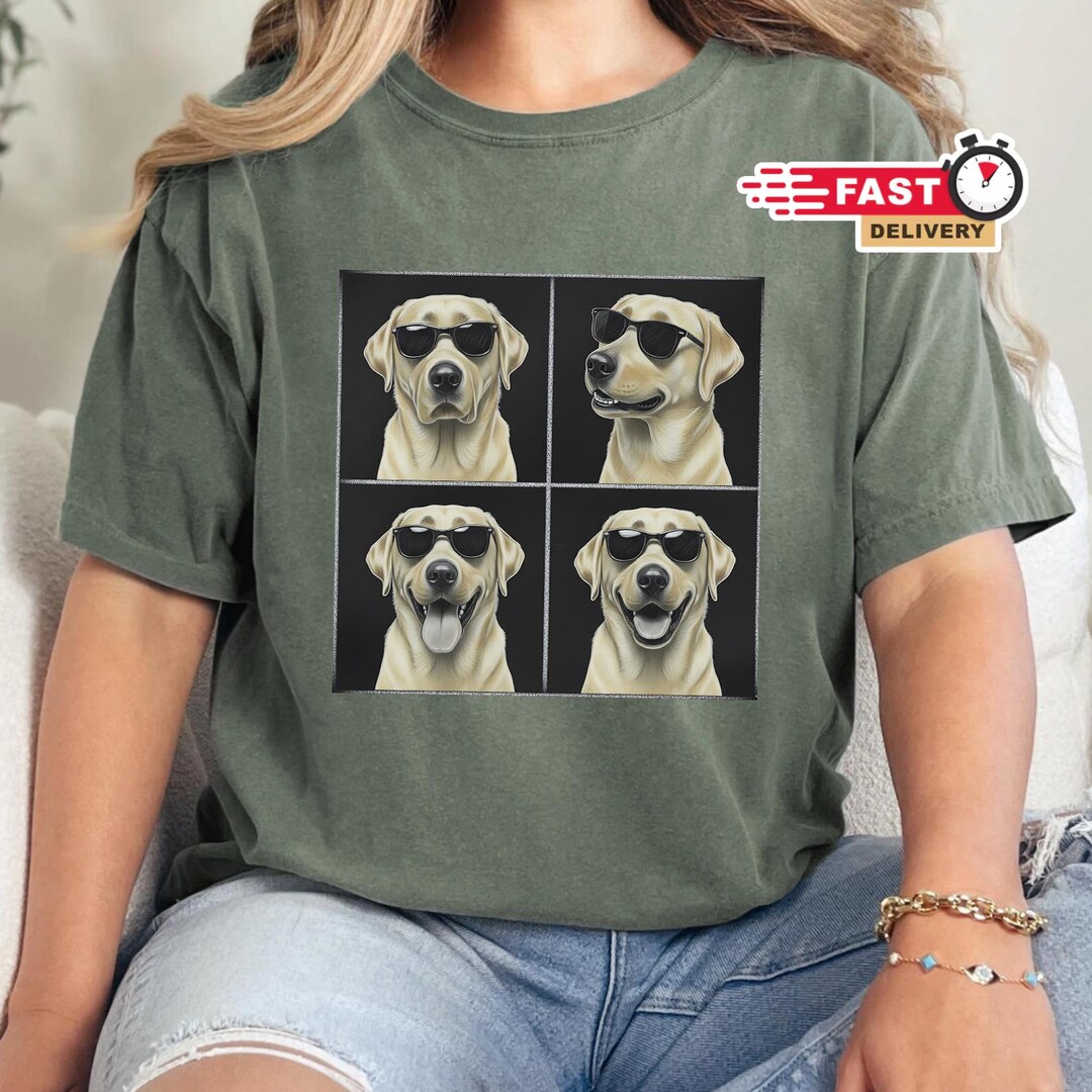 Yellow Lab Photobooth Shirt - Cool Labrador Sunglasses Tee - Funny Dog ...
