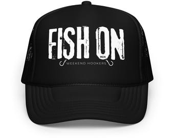 Fish On Foam Trucker Hat: Retro Fishing Snapback Cap