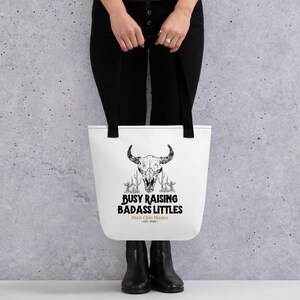 Raising Badass Littles Tote Bag: Trendy Polyester Shopping Bag