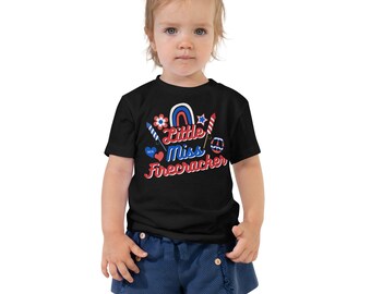 Little Miss Firecracker Toddler Tee: Patriotic 4th of July Outfit