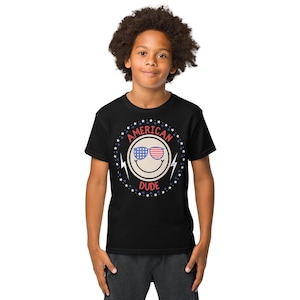 American Dude 4th of July Youth T-Shirt: Patriotic Kids Tee